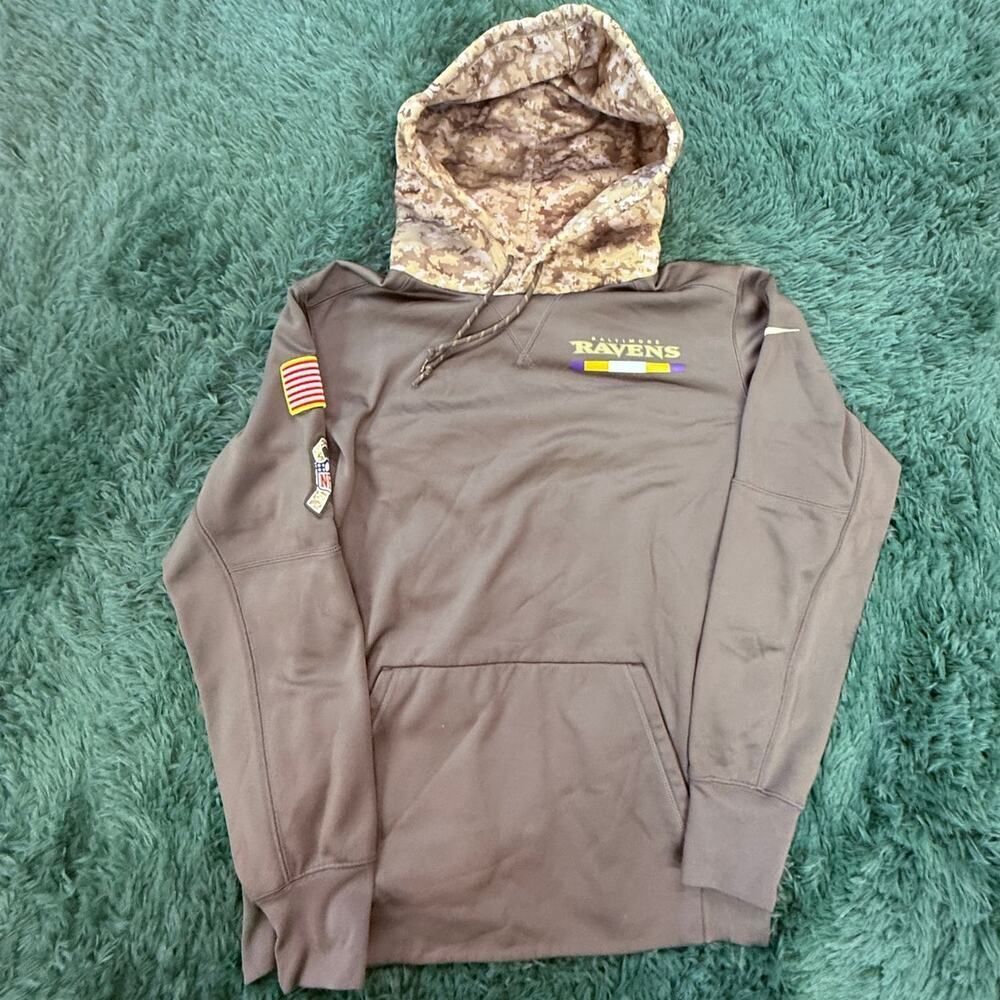 Nike Baltimore Ravens NFL Camo Salute to Service Hoodie Sweatshirt Hoodie Medium